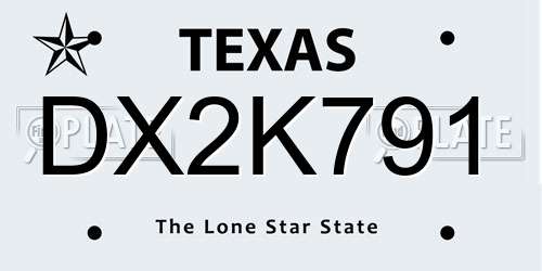 DX2K791 Texas License Plate
