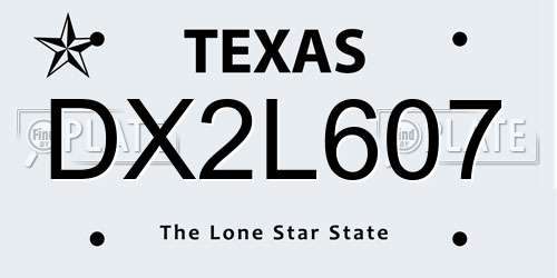 DX2L607 Texas License Plate