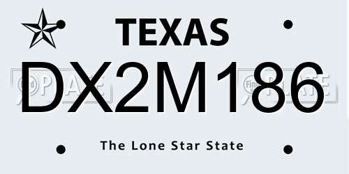 DX2M186 Texas License Plate
