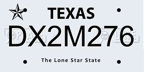 DX2M276 Texas License Plate