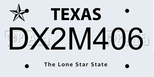 DX2M406 Texas License Plate