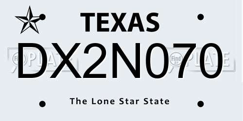 DX2N070 Texas License Plate