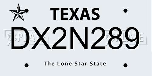 DX2N289 Texas License Plate