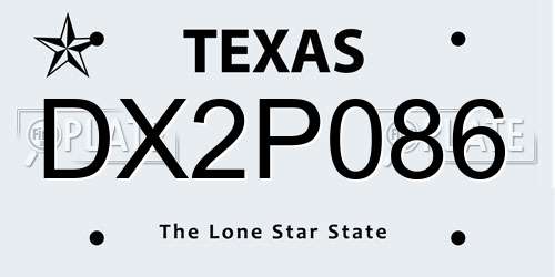 DX2P086 Texas License Plate