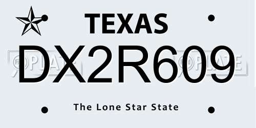DX2R609 Texas License Plate