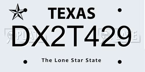DX2T429 Texas License Plate