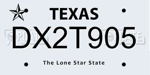 DX2T905 Texas License Plate