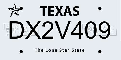 DX2V409 Texas License Plate
