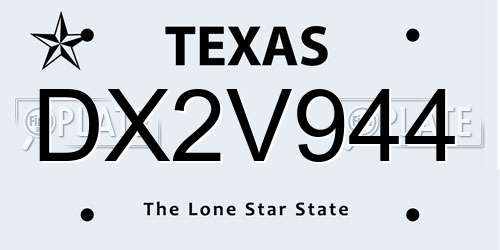 DX2V944 Texas License Plate