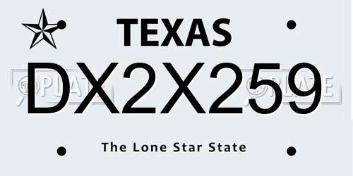 DX2X259 Texas License Plate