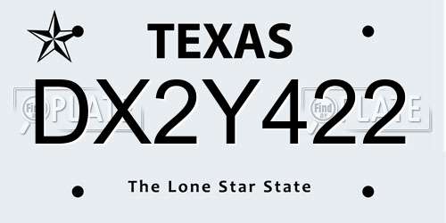DX2Y422 Texas License Plate
