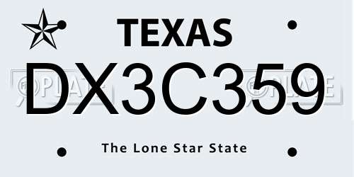 DX3C359 Texas License Plate