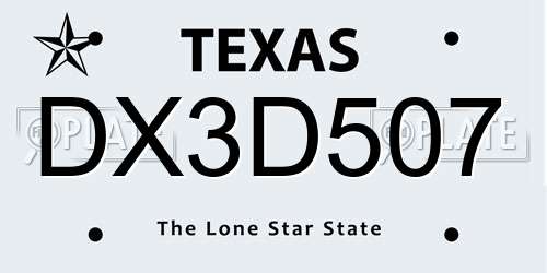 DX3D507 Texas License Plate