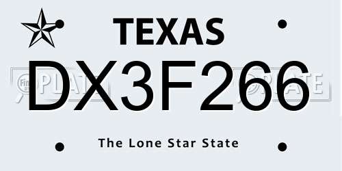 DX3F266 Texas License Plate