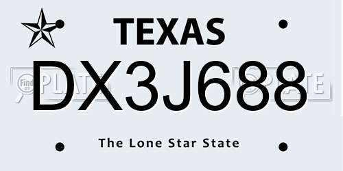 DX3J688 Texas License Plate