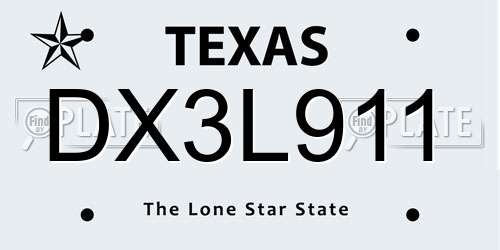 DX3L911 Texas License Plate