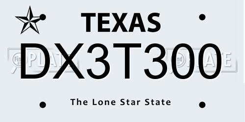 DX3T300 Texas License Plate