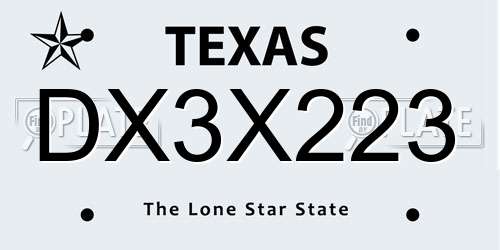 DX3X223 Texas License Plate