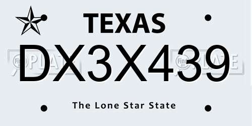 DX3X439 Texas License Plate