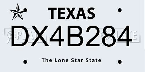 DX4B284 Texas License Plate