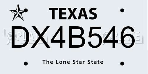 DX4B546 Texas License Plate