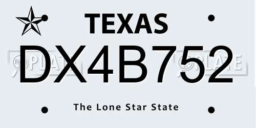 DX4B752 Texas License Plate