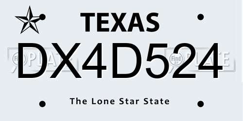 DX4D524 Texas License Plate