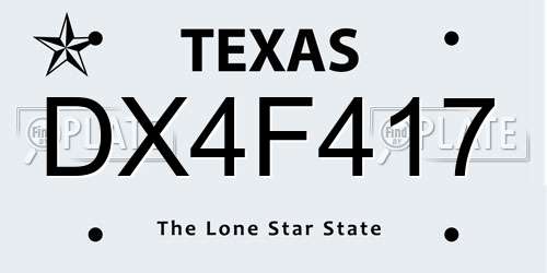 DX4F417 Texas License Plate