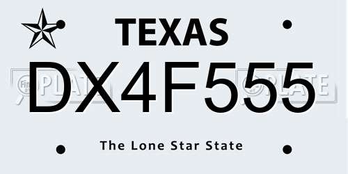 DX4F555 Texas License Plate