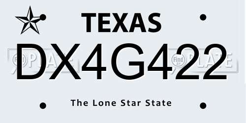 DX4G422 Texas License Plate