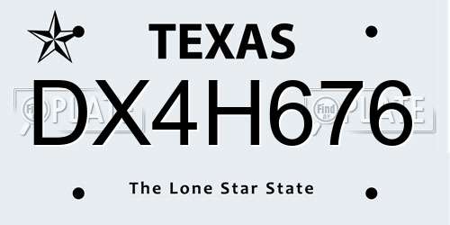 DX4H676 Texas License Plate