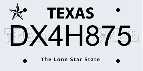 DX4H875 Texas License Plate