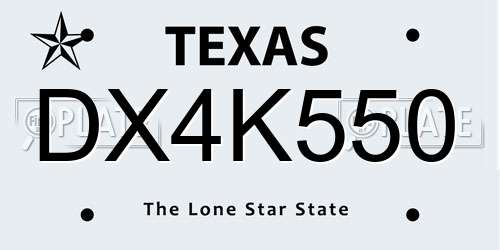 DX4K550 Texas License Plate
