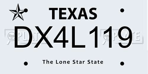 DX4L119 Texas License Plate