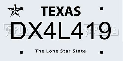 DX4L419 Texas License Plate