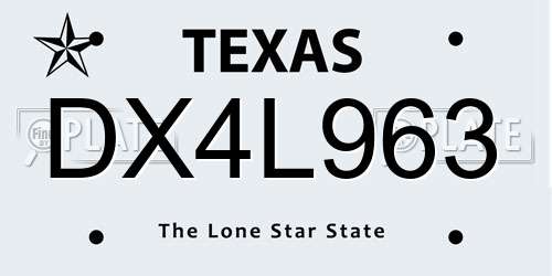 DX4L963 Texas License Plate