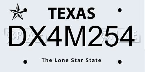 DX4M254 Texas License Plate