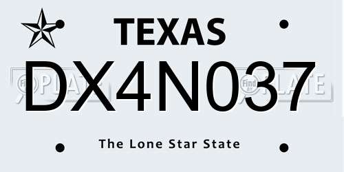 DX4N037 Texas License Plate