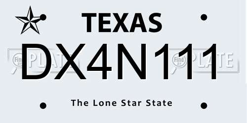 DX4N111 Texas License Plate