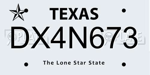 DX4N673 Texas License Plate