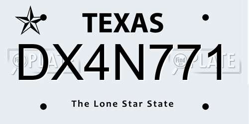 DX4N771 Texas License Plate
