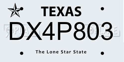DX4P803 Texas License Plate