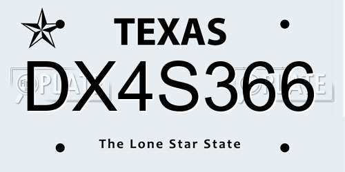 DX4S366 Texas License Plate