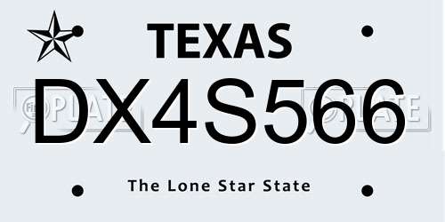 DX4S566 Texas License Plate