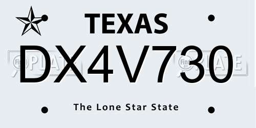 DX4V730 Texas License Plate