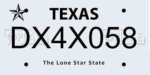 DX4X058 Texas License Plate