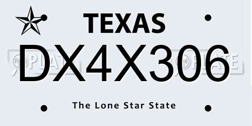 DX4X306 Texas License Plate