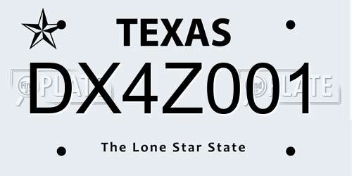 DX4Z001 Texas License Plate