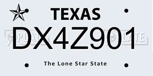 DX4Z901 Texas License Plate