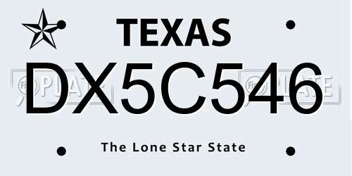 DX5C546 Texas License Plate